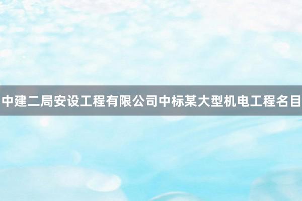 中建二局安设工程有限公司中标某大型机电工程名目